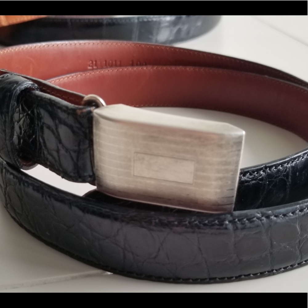 1” Ralph Lauren alligator strap with silver buckle